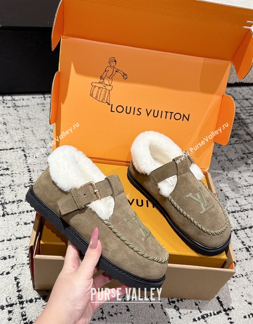 Louis Vuitton Colorado Comfort Mary Janes Loafers in LV Suede and Wool Brown 2025 1AIGKZ (MD-251022079)