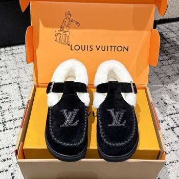 Louis Vuitton Colorado Comfort Mary Janes Loafers in LV Suede and Wool Black 2025 1AIGKZ (MD-251022080)
