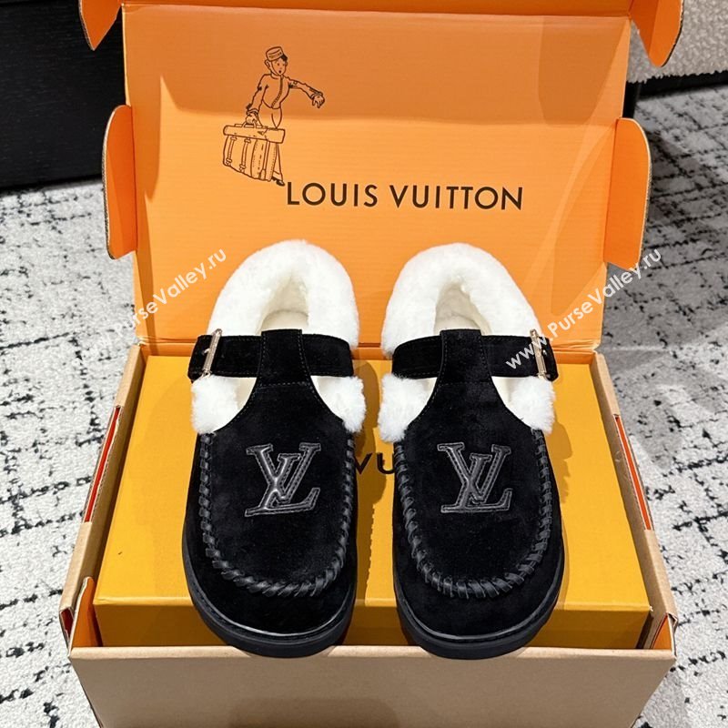 Louis Vuitton Colorado Comfort Mary Janes Loafers in LV Suede and Wool Black 2025 1AIGKZ (MD-251022080)