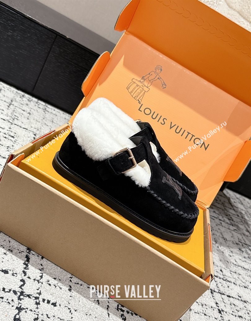 Louis Vuitton Colorado Comfort Mary Janes Loafers in LV Suede and Wool Black 2025 1AIGKZ (MD-251022080)