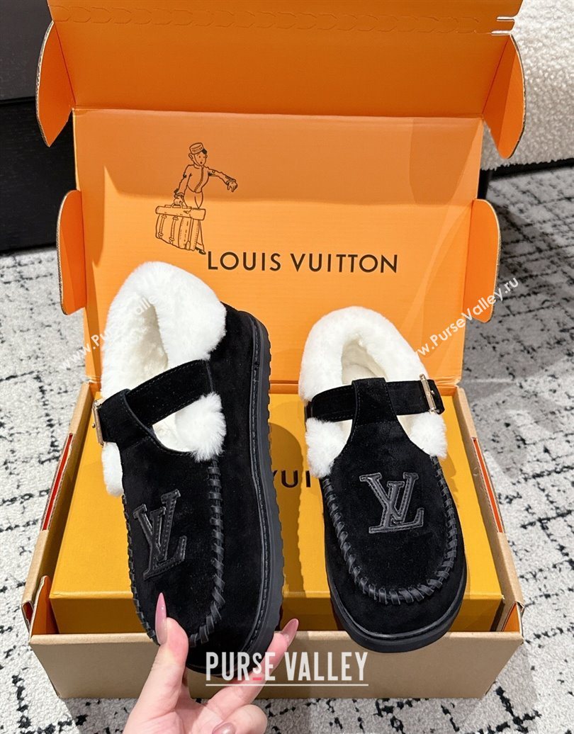 Louis Vuitton Colorado Comfort Mary Janes Loafers in LV Suede and Wool Black 2025 1AIGKZ (MD-251022080)