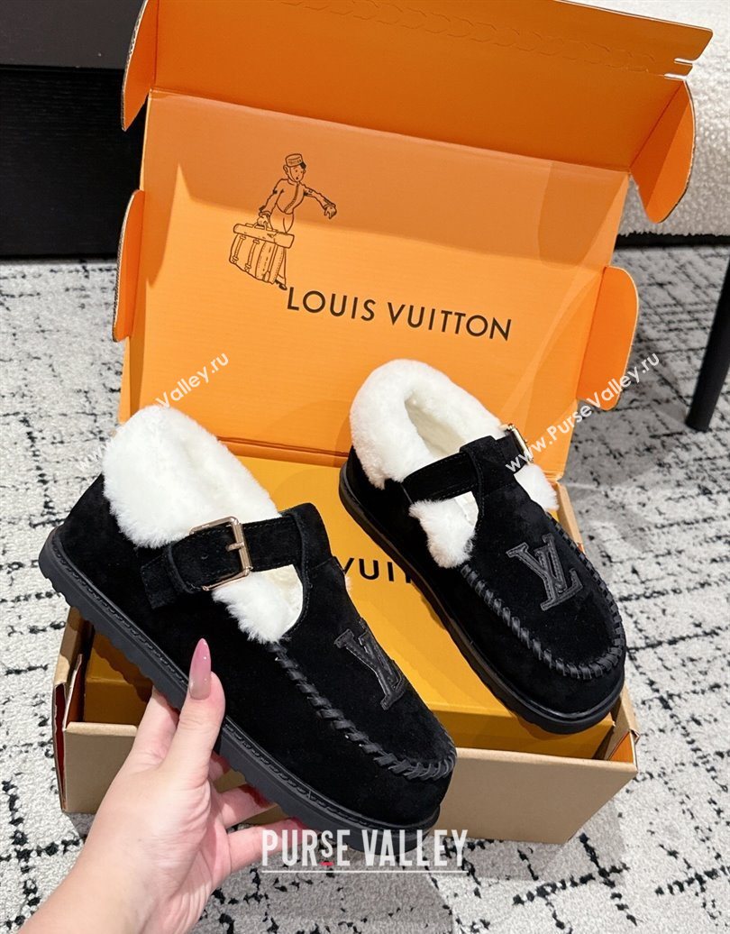 Louis Vuitton Colorado Comfort Mary Janes Loafers in LV Suede and Wool Black 2025 1AIGKZ (MD-251022080)