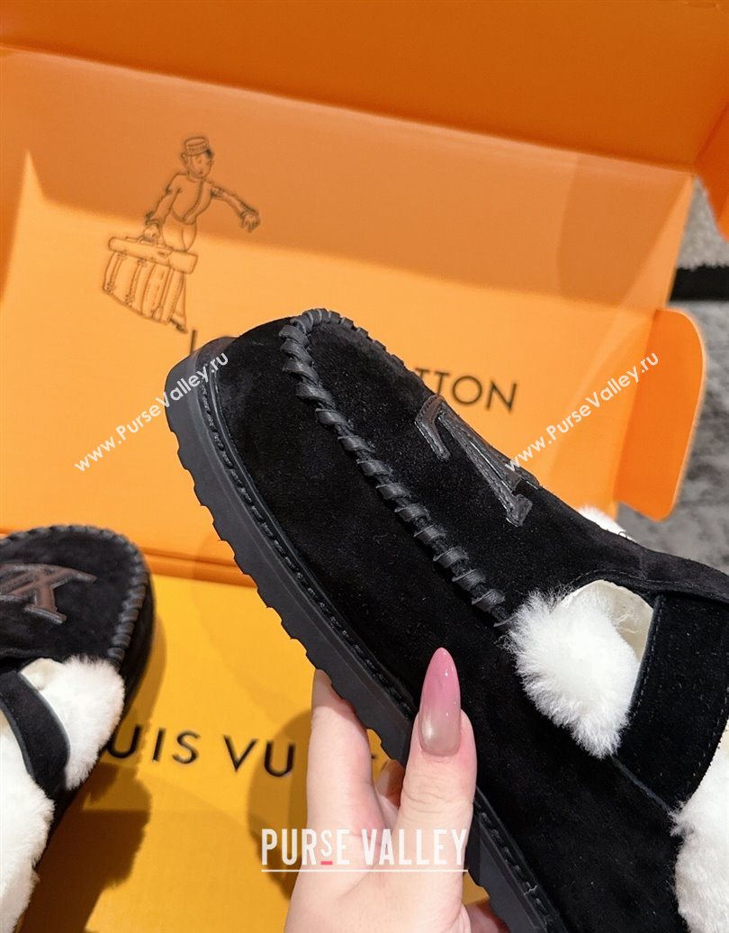 Louis Vuitton Colorado Comfort Mary Janes Loafers in LV Suede and Wool Black 2025 1AIGKZ (MD-251022080)