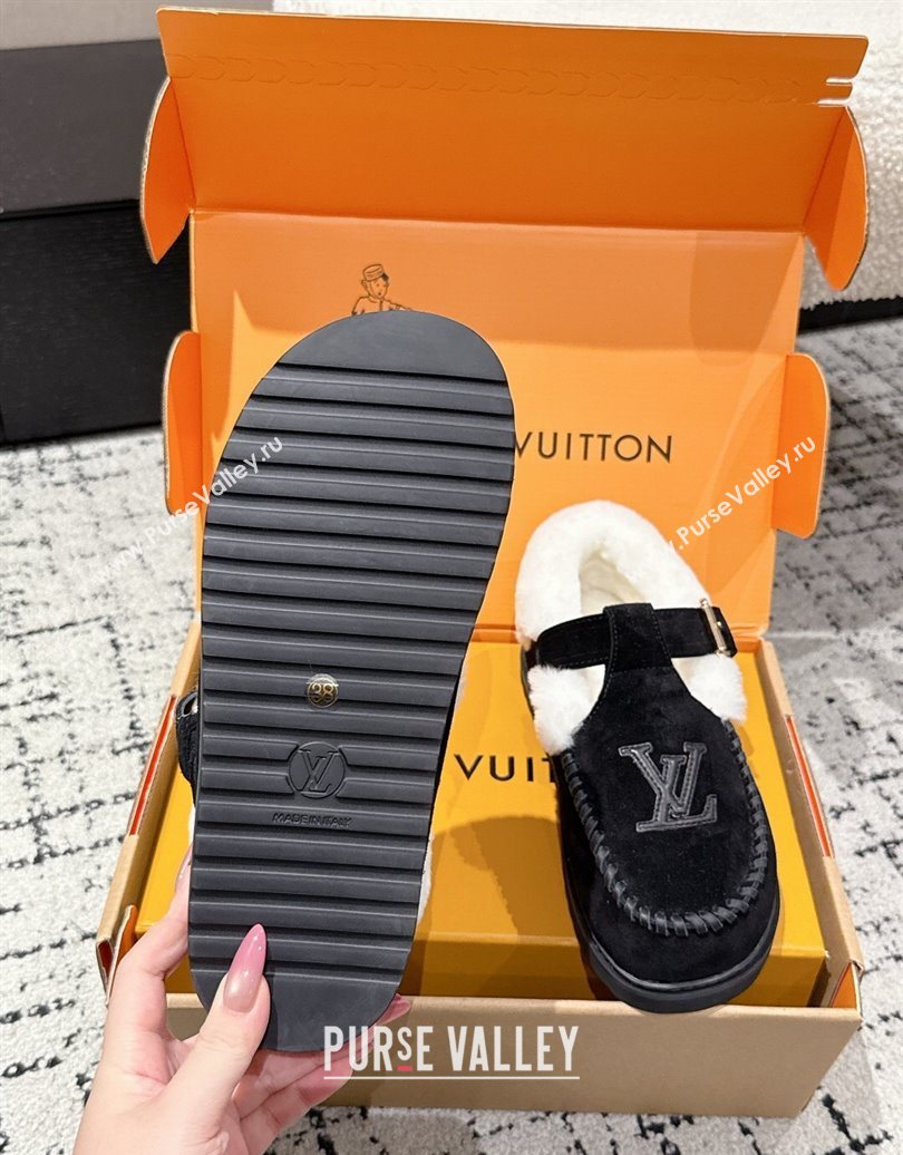 Louis Vuitton Colorado Comfort Mary Janes Loafers in LV Suede and Wool Black 2025 1AIGKZ (MD-251022080)
