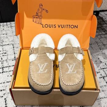 Louis Vuitton Colorado Comfort Mary Janes Loafers in LV Suede and Wool Beige 2025 1AIGKZ (MD-251022081)