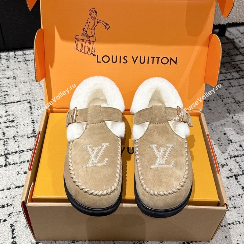 Louis Vuitton Colorado Comfort Mary Janes Loafers in LV Suede and Wool Beige 2025 1AIGKZ (MD-251022081)