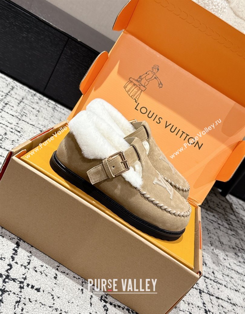 Louis Vuitton Colorado Comfort Mary Janes Loafers in LV Suede and Wool Beige 2025 1AIGKZ (MD-251022081)