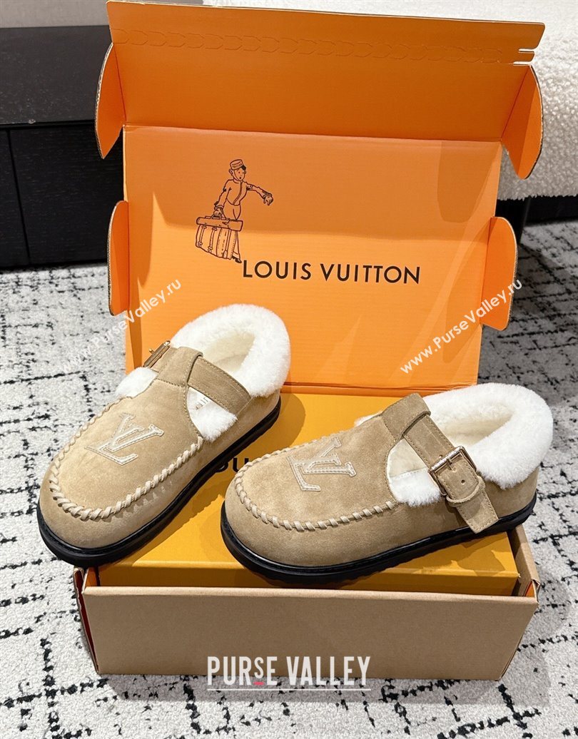 Louis Vuitton Colorado Comfort Mary Janes Loafers in LV Suede and Wool Beige 2025 1AIGKZ (MD-251022081)