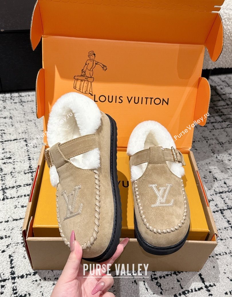 Louis Vuitton Colorado Comfort Mary Janes Loafers in LV Suede and Wool Beige 2025 1AIGKZ (MD-251022081)