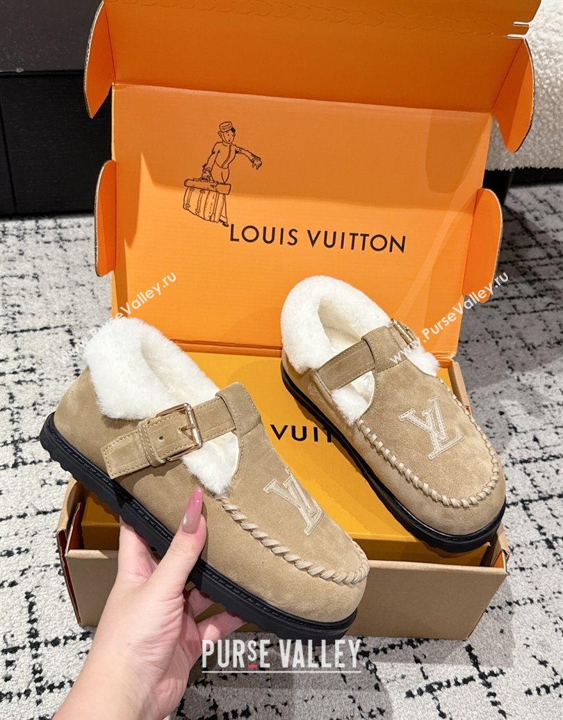 Louis Vuitton Colorado Comfort Mary Janes Loafers in LV Suede and Wool Beige 2025 1AIGKZ (MD-251022081)