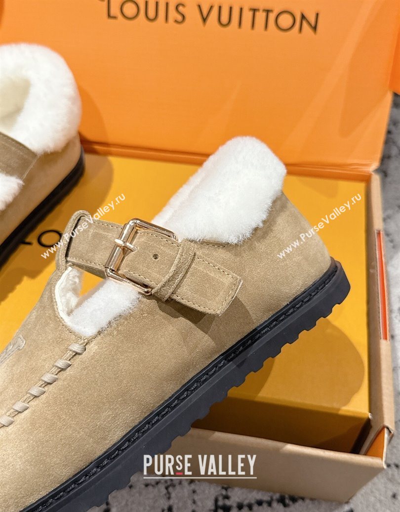 Louis Vuitton Colorado Comfort Mary Janes Loafers in LV Suede and Wool Beige 2025 1AIGKZ (MD-251022081)