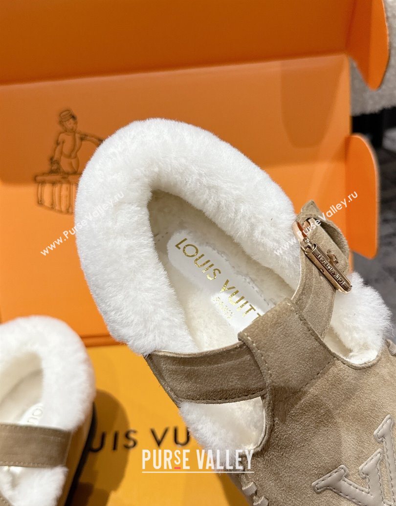 Louis Vuitton Colorado Comfort Mary Janes Loafers in LV Suede and Wool Beige 2025 1AIGKZ (MD-251022081)