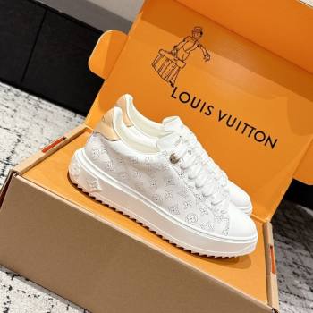 Louis Vuitton Time Out Sneakers in Perforated Leather White 2025 1022 (MD-251022093)