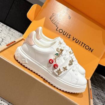 Louis Vuitton Time Out Sneakers in White Leather with Charm 2025 1022 (MD-251022098)