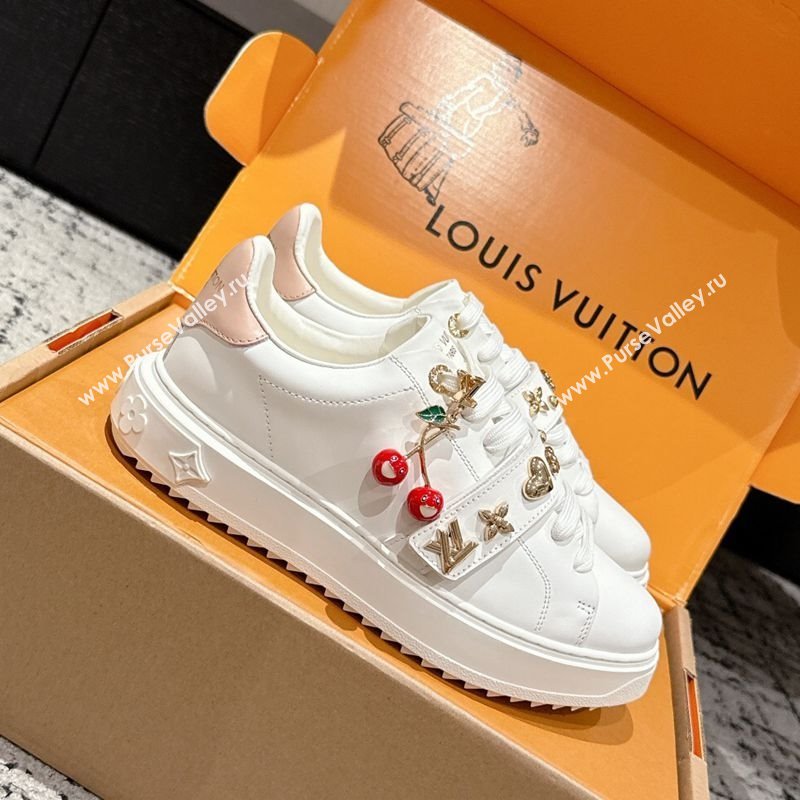 Louis Vuitton Time Out Sneakers in White Leather with Charm 2025 1022 (MD-251022098)