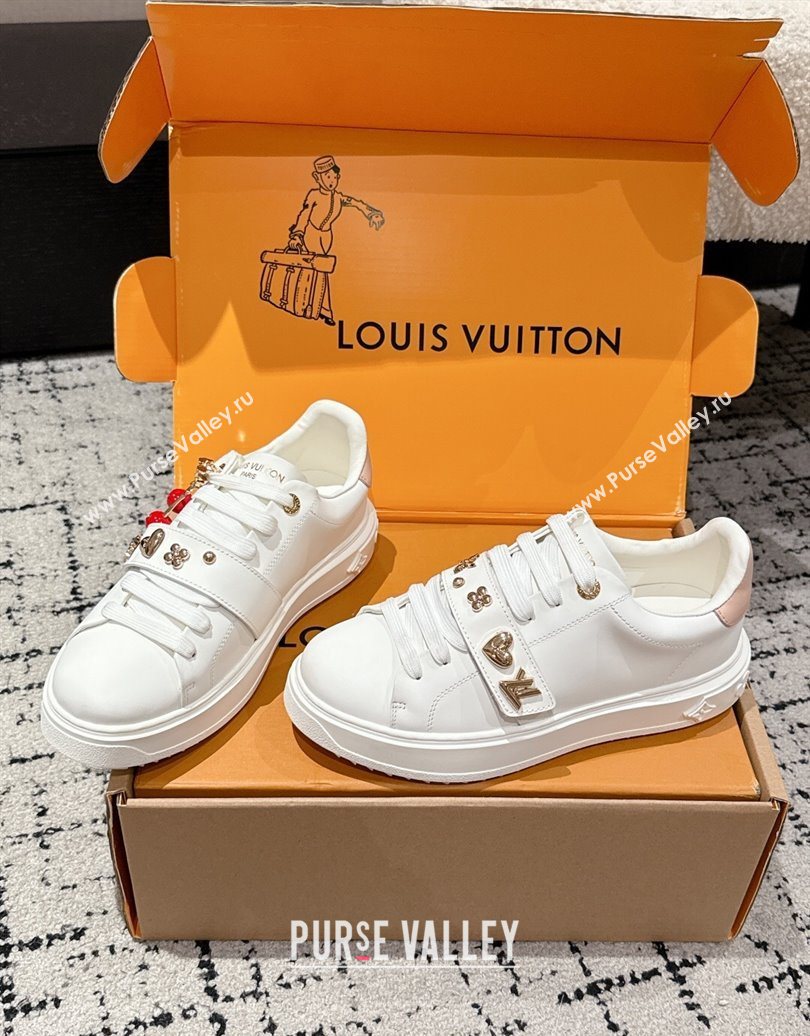 Louis Vuitton Time Out Sneakers in White Leather with Charm 2025 1022 (MD-251022098)
