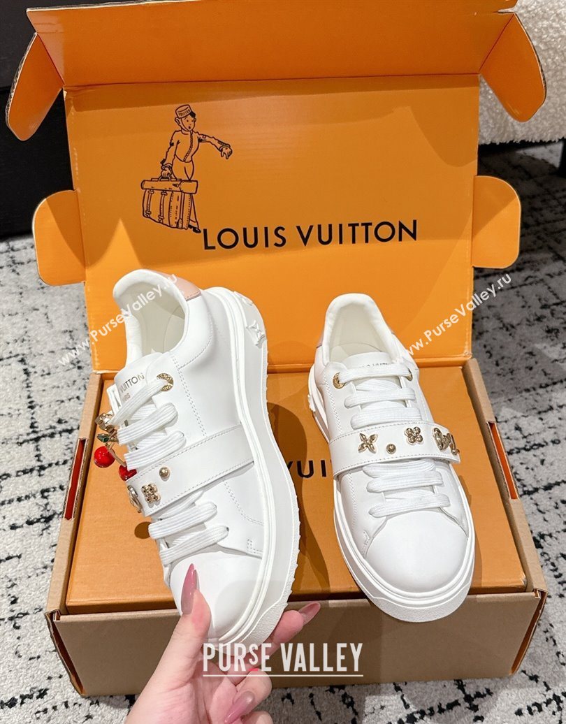Louis Vuitton Time Out Sneakers in White Leather with Charm 2025 1022 (MD-251022098)