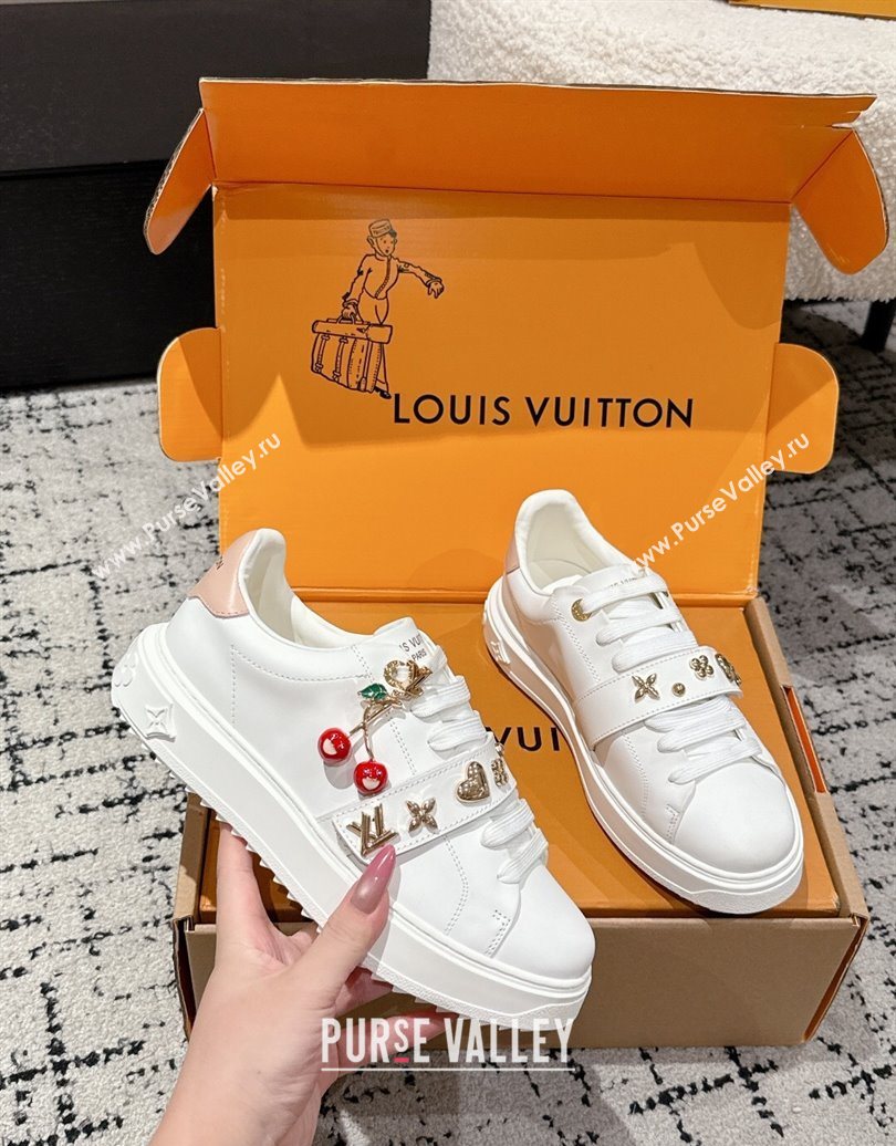 Louis Vuitton Time Out Sneakers in White Leather with Charm 2025 1022 (MD-251022098)