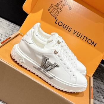 Louis Vuitton Time Out Sneakers in Leather with Strass LV White2 2025 (MD-251022099)
