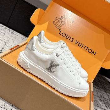 Louis Vuitton Time Out Sneakers in Leather with Strass LV White/Silver 2025 (MD-251022100)