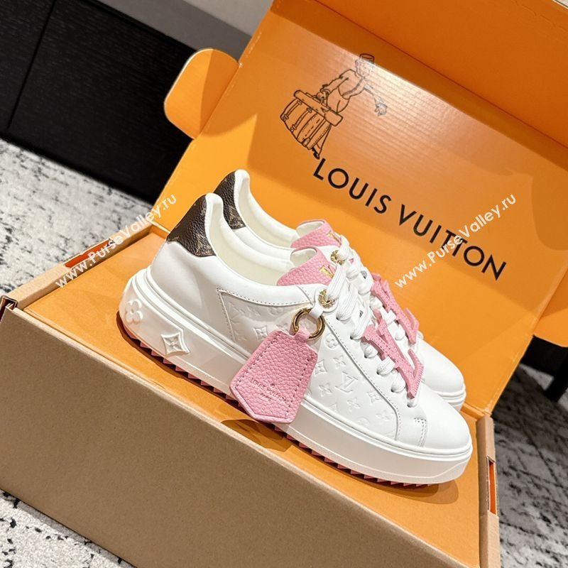Louis Vuitton Time Out Sneakers in Leather with Tag White/Pink 2025 1022 (MD-251022103)