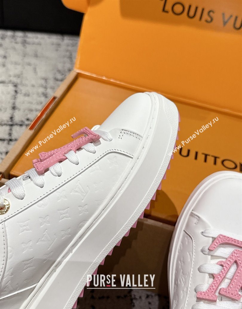 Louis Vuitton Time Out Sneakers in Leather with Tag White/Pink 2025 1022 (MD-251022103)