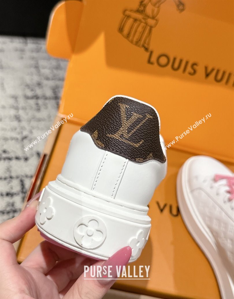 Louis Vuitton Time Out Sneakers in Leather with Tag White/Pink 2025 1022 (MD-251022103)