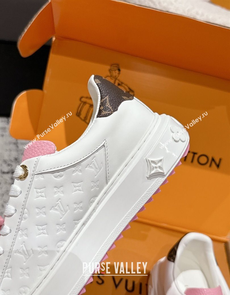 Louis Vuitton Time Out Sneakers in Leather with Tag White/Pink 2025 1022 (MD-251022103)