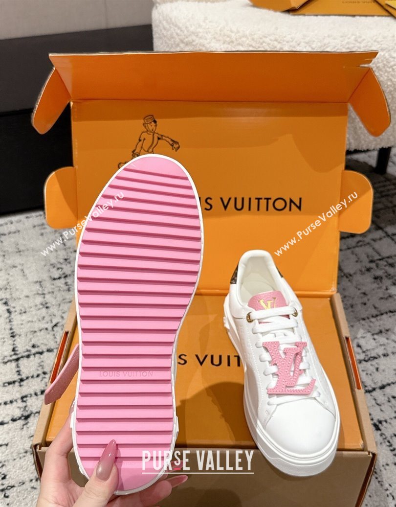 Louis Vuitton Time Out Sneakers in Leather with Tag White/Pink 2025 1022 (MD-251022103)