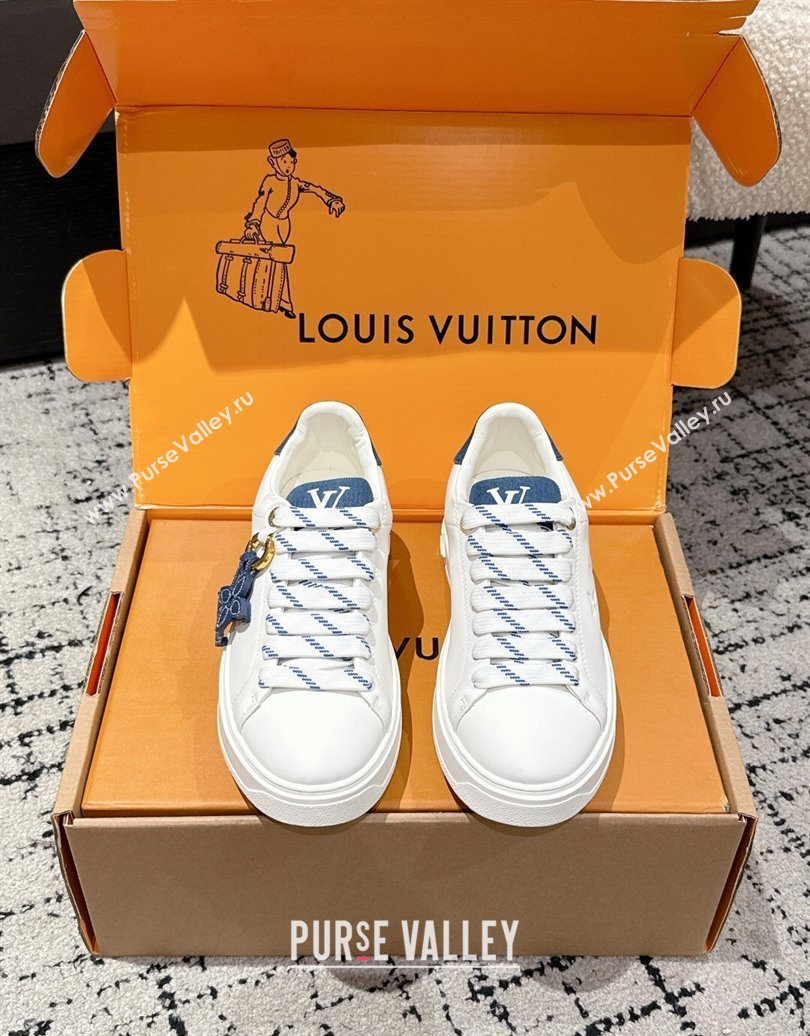 Louis Vuitton Time Out Sneakers in Leather with Monogram LV White/Blue 2025 1022 (MD-251022104)
