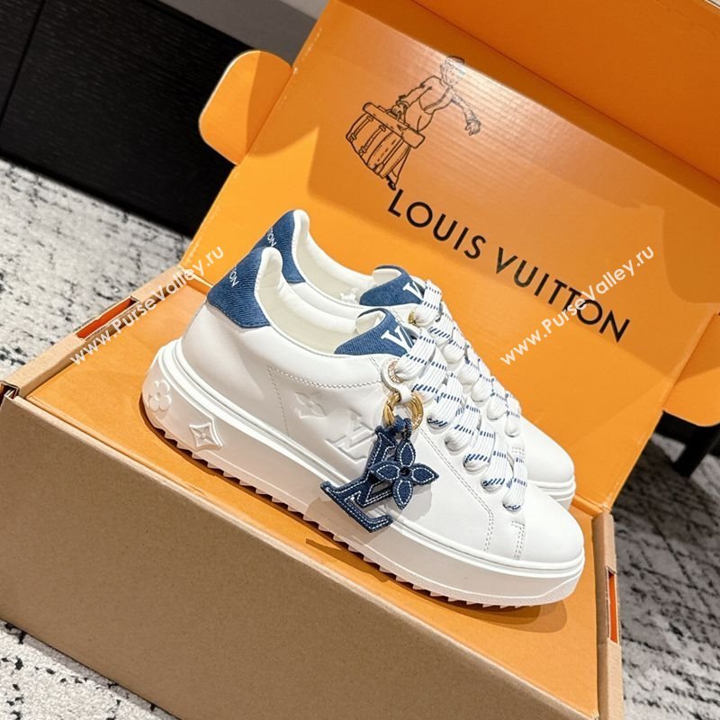 Louis Vuitton Time Out Sneakers in Leather with Monogram LV White/Blue 2025 1022 (MD-251022104)