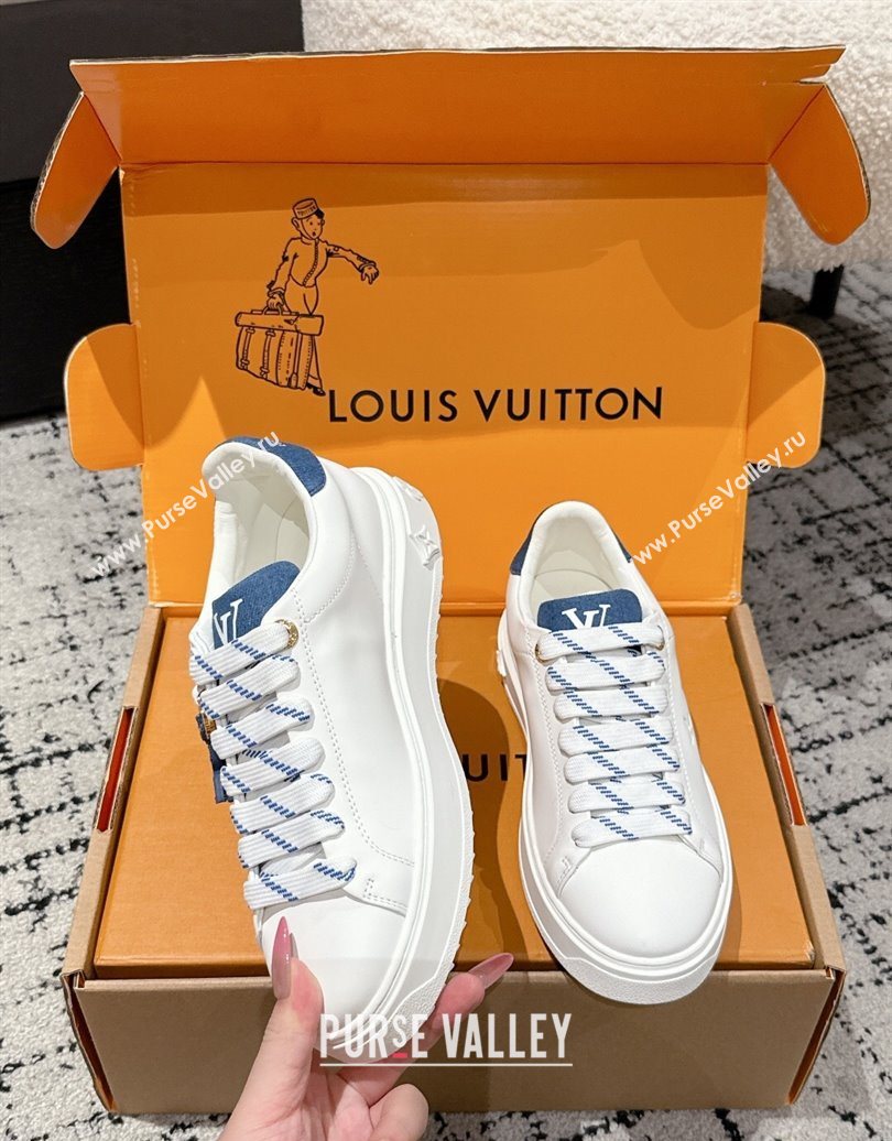 Louis Vuitton Time Out Sneakers in Leather with Monogram LV White/Blue 2025 1022 (MD-251022104)