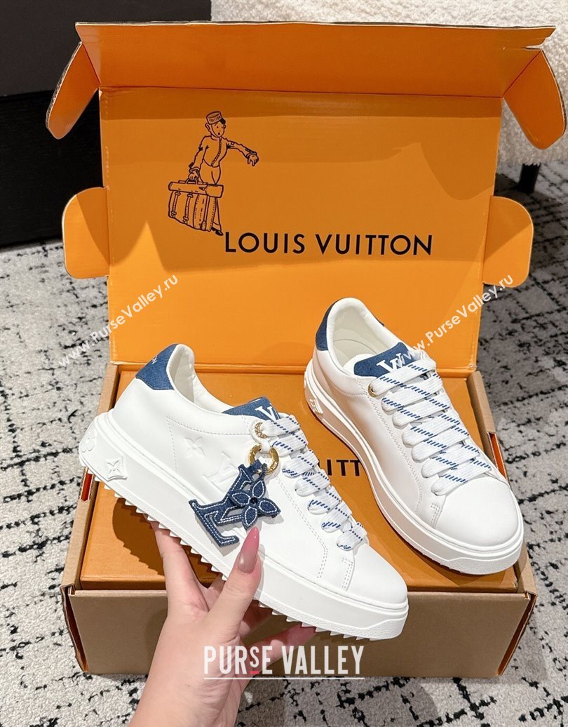 Louis Vuitton Time Out Sneakers in Leather with Monogram LV White/Blue 2025 1022 (MD-251022104)