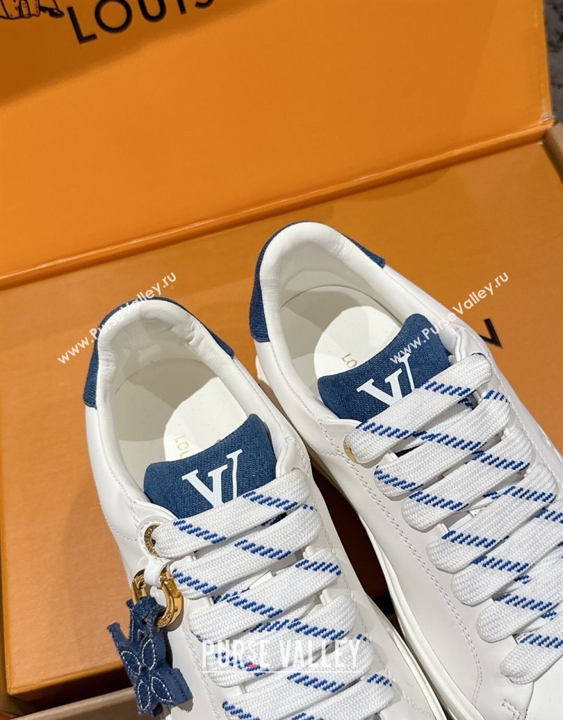 Louis Vuitton Time Out Sneakers in Leather with Monogram LV White/Blue 2025 1022 (MD-251022104)