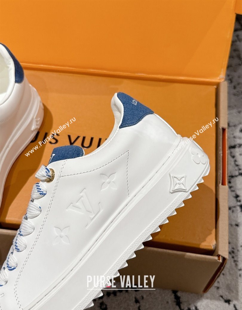 Louis Vuitton Time Out Sneakers in Leather with Monogram LV White/Blue 2025 1022 (MD-251022104)