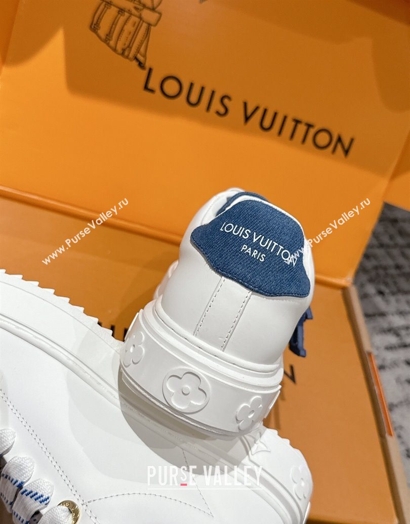 Louis Vuitton Time Out Sneakers in Leather with Monogram LV White/Blue 2025 1022 (MD-251022104)