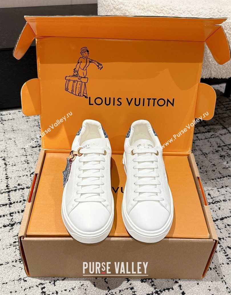 Louis Vuitton Time Out Sneakers in Leather with Tag White/Denim Blue 2025 (MD-251022105)