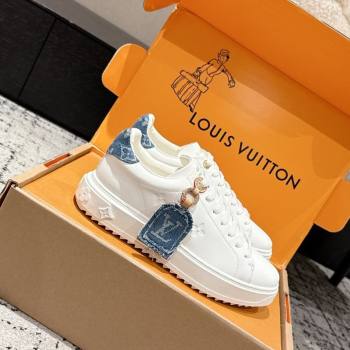 Louis Vuitton Time Out Sneakers in Leather with Tag White/Denim Blue 2025 (MD-251022105)