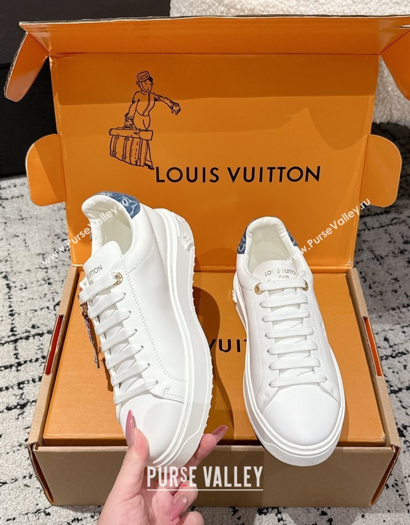 Louis Vuitton Time Out Sneakers in Leather with Tag White/Denim Blue 2025 (MD-251022105)