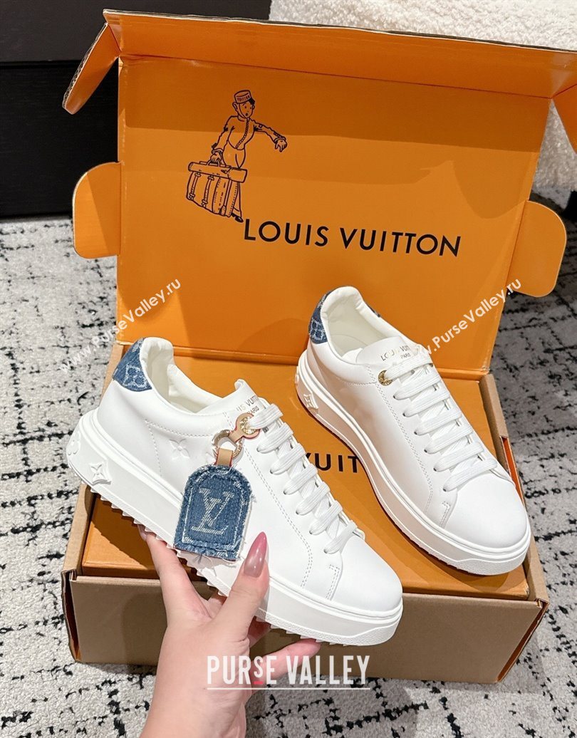 Louis Vuitton Time Out Sneakers in Leather with Tag White/Denim Blue 2025 (MD-251022105)