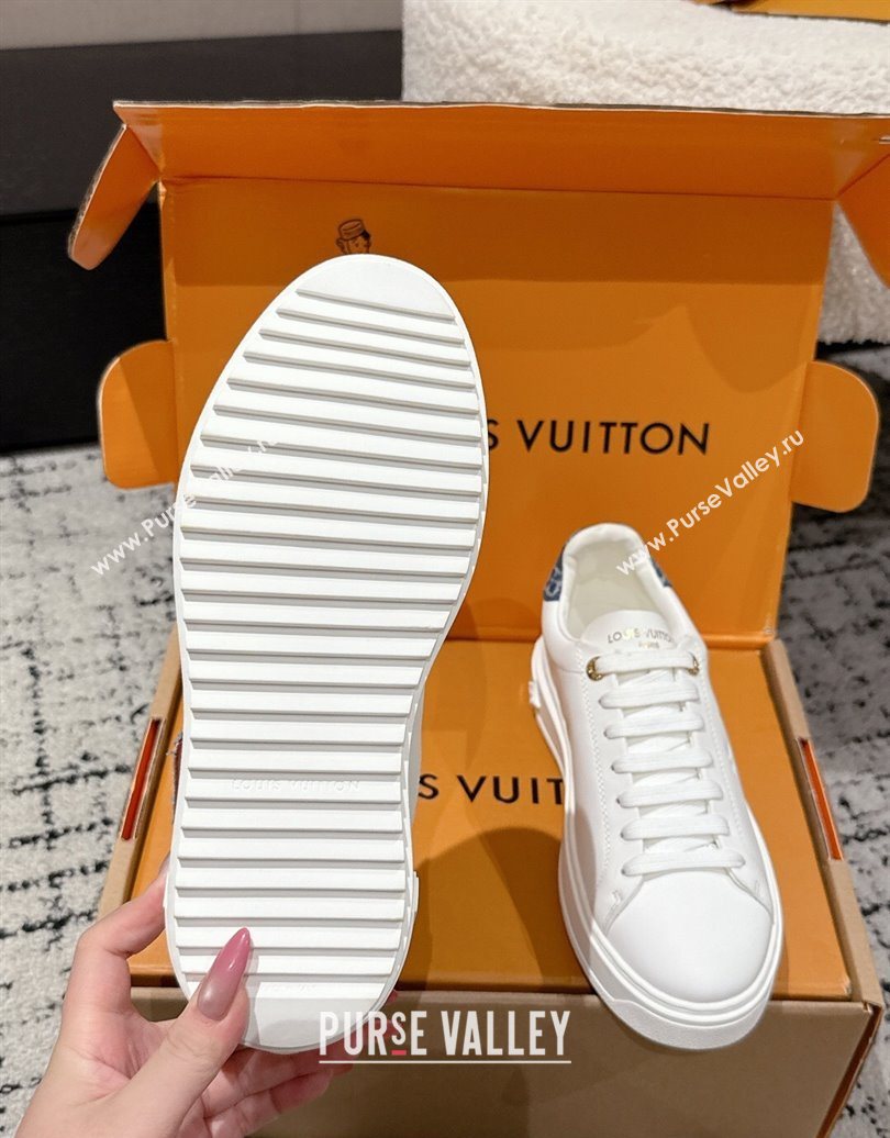 Louis Vuitton Time Out Sneakers in Leather with Tag White/Denim Blue 2025 (MD-251022105)