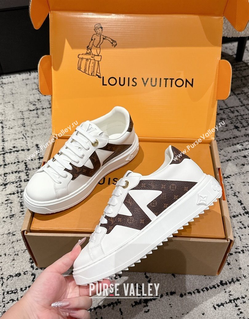 Louis Vuitton Time Out Sneakers in Leather with Side LV White 2025 1AIEFC (MD-251022106)