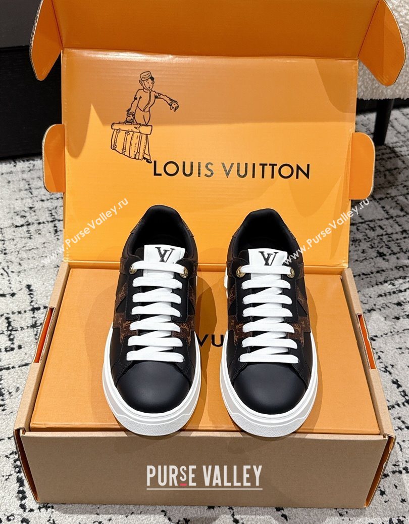 Louis Vuitton Time Out Sneakers in Leather with Side LV Black 2025 1AIEFC (MD-251022107)