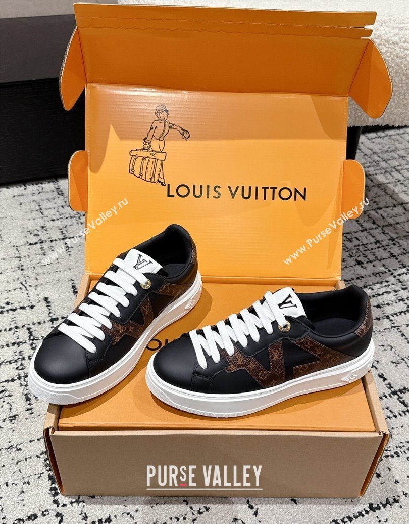 Louis Vuitton Time Out Sneakers in Leather with Side LV Black 2025 1AIEFC (MD-251022107)