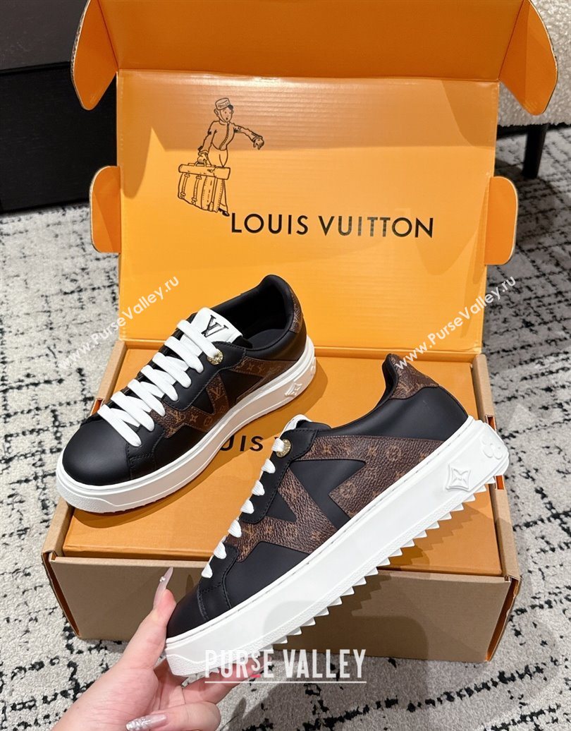 Louis Vuitton Time Out Sneakers in Leather with Side LV Black 2025 1AIEFC (MD-251022107)