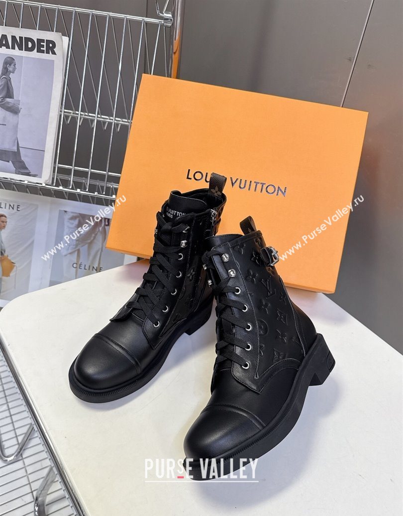 Louis Vuitton Citizen Flat Ranger Ankle Boots with Buckle in Monogram Leather Black 2025 1AIUQN (MD-251021090)