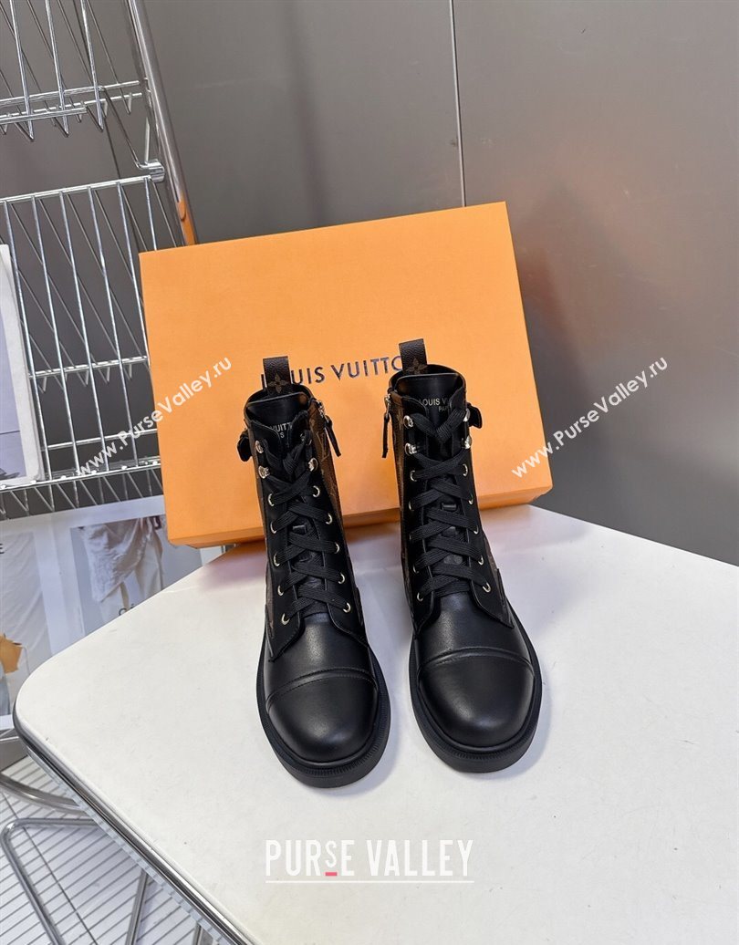 Louis Vuitton Citizen Flat Ranger Ankle Boots with Buckle in Monogram Canvas and Black Leather 2025 1AIUQN (MD-251021091)