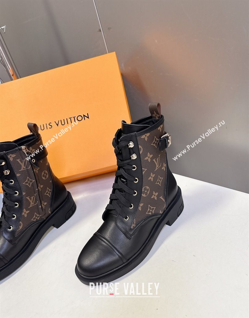 Louis Vuitton Citizen Flat Ranger Ankle Boots with Buckle in Monogram Canvas and Black Leather 2025 1AIUQN (MD-251021091)