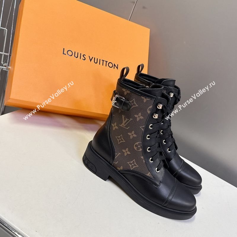 Louis Vuitton Citizen Flat Ranger Ankle Boots with Buckle in Monogram Canvas and Black Leather 2025 1AIUQN (MD-251021091)