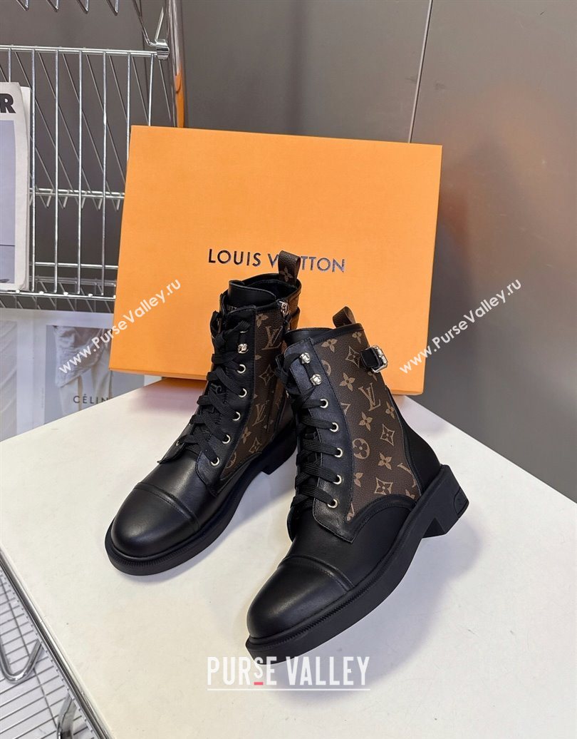 Louis Vuitton Citizen Flat Ranger Ankle Boots with Buckle in Monogram Canvas and Black Leather 2025 1AIUQN (MD-251021091)